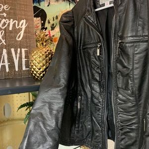 Faux leather trendy  motto jacket